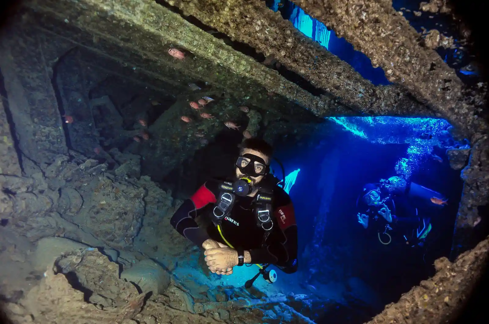Дайвер исследует дайв-сайт Красного моря во время курса-специализации PADI Wreck Diver