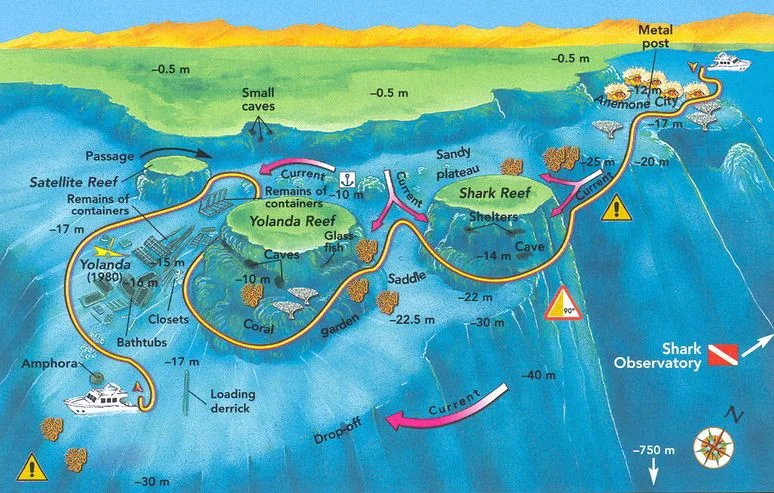 Shark & Yolanda Reef dive map